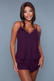 2145 Emery Cami and Short Set (Color: Violet, size: 3X)