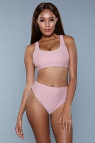 1985 Vera 2 Piece Set (Color: pink, size: XL)