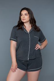 2027 Riley Two Piece PJ Set (Color: Grey, size: L)