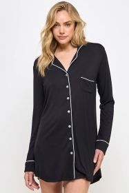 2088 Mahina Sleep Shirt (Color: BLACK, size: S/M)