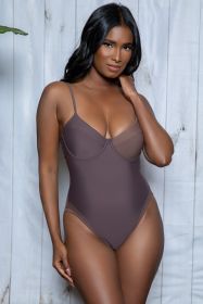 2249 Charlotte Swimsuit (Color: Brown, size: S)