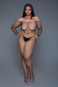 2359 Catch Me Bodystocking (Color: BLACK, size: Q)