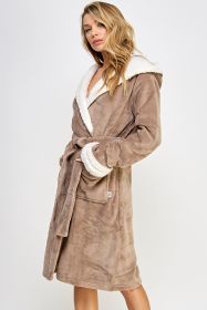 2482 Sydney Robe (Color: Light Brown/White, size: S/M)