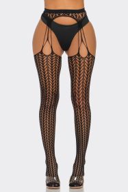2687 Cheeky Chevron Tights (Color: BLACK, size: Q)