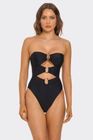 2717 Lydia High Cut Swimsuit (Color: BLACK, size: S)
