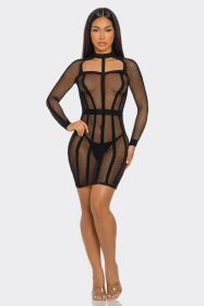 2740 Between the Lines Dress (Color: BLACK, size: OS)