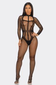 2741 Hold On Tight Bodystocking (Color: BLACK, size: Q)