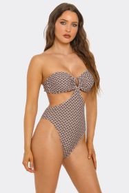 2780 Flora Monokini Swimsuit (Color: Brown, size: S)