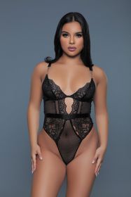 2266 Camille Bodysuit (Color: BLACK, size: S)