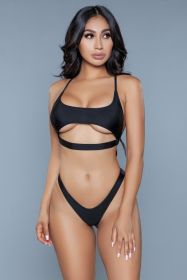 1975 Gianna 2 Piece Swimsuit (Color: BLACK, size: XL)