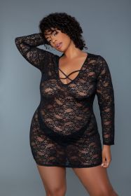 2247P Lynn Chemise (Color: BLACK, size: 1X)