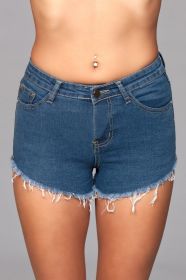 J12 Zip Me Up Denim Shorts (Color: Blue, size: M)