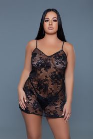 2270 Kelly Chemise (Color: BLACK, size: M)