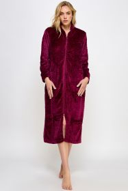 2489 Sabrina Robe (Color: Burgundy, size: L/XL)