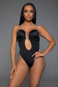 2348 Looking Curvy Bodysuit Shaper (Color: BLACK, size: 1X/2X)