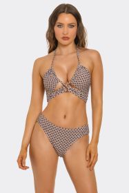 2774 Cocoa Bloom Bikini (Color: Brown/Tan, size: L)