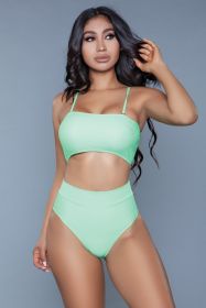 1986 Chanity Swimsuit (Color: Neon Green, size: L)