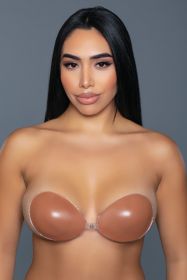 2192 Strapless Silicone Bra (Color: Tan, size: D)