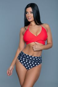 2280 Francesca Swimsuit (Color: Red/Blue, size: XL)