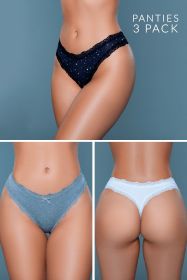 22063PK Jade Thong 3 Pack (Color: Black-Grey-White, size: XL)