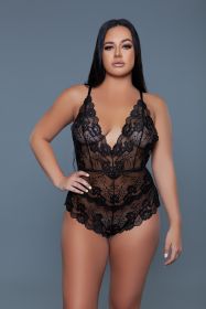 2268 Jolene Bodysuit (Color: BLACK, size: L)