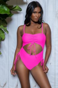 2403 Paisley Swimsuit (Color: Neon Pink, size: XL)